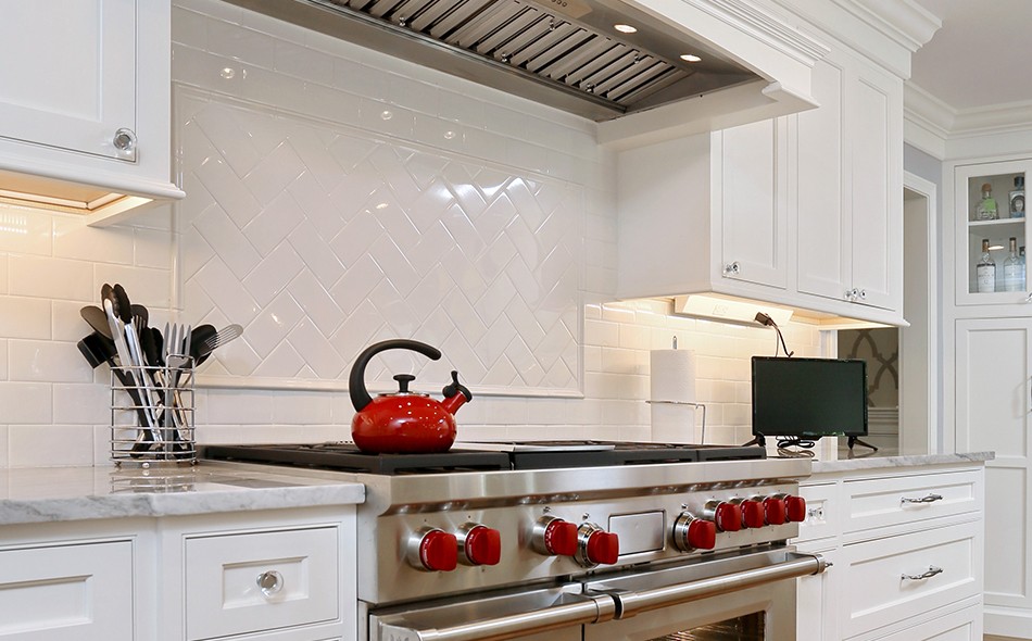 White Kitchen Cabinets with-Stainless Steel Appliances stove