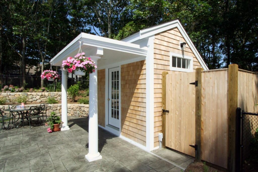 cape cod pool house outdoor shower